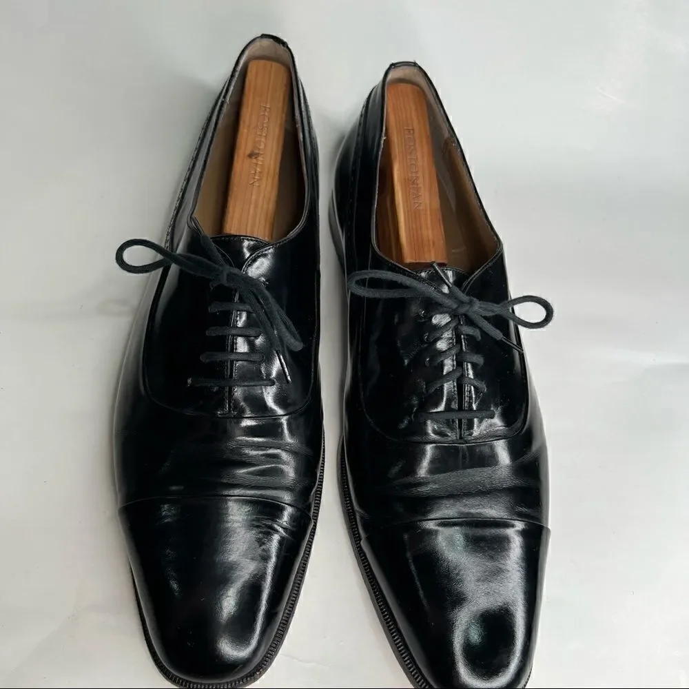 Bally Nino Black Leather cap toe Oxford dress shoes